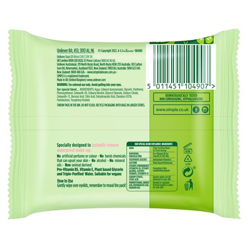 Simple Kind to Skin Eye Make Up Remover Pads