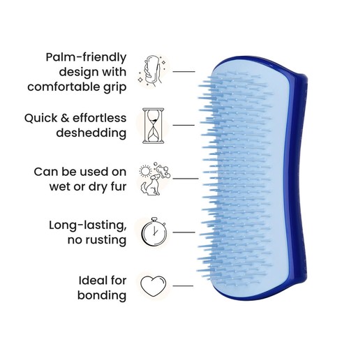 Pet Teezer De-shedding Dog Grooming Brush Small - Blue / Blue