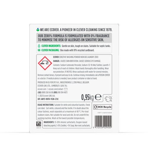 Ecover Concentrated Non Bio Zero Laundry Powder 19 Washes