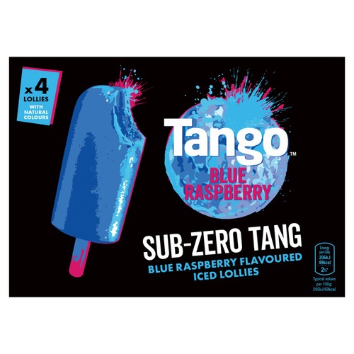 Tango Blue Raspberry Sub Zero Tang Lollies 4 x 70ml