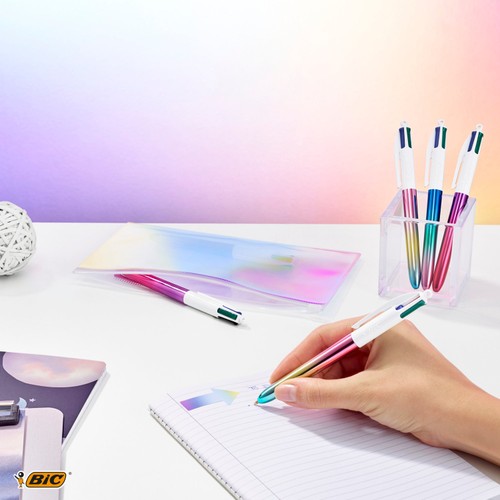 BIC 4 Colours Gradient Retractable Ballpoint Pens, Pack of 5
