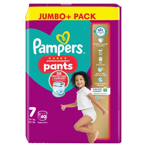Pampers Premium Protection Nappy Pants, Size 7 Jumbo Pack
