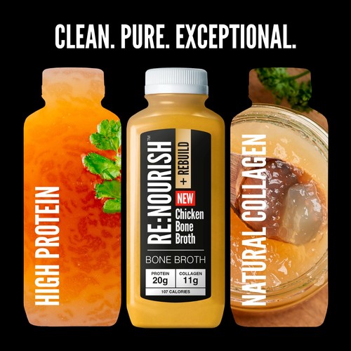 ReNourish + Rebuild Chicken Bone Broth, High Protein & Collagen