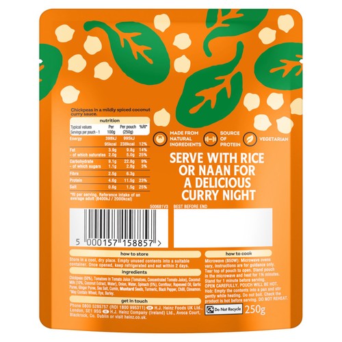 Heinz Curry Chickpeas with Coconut and Spinach