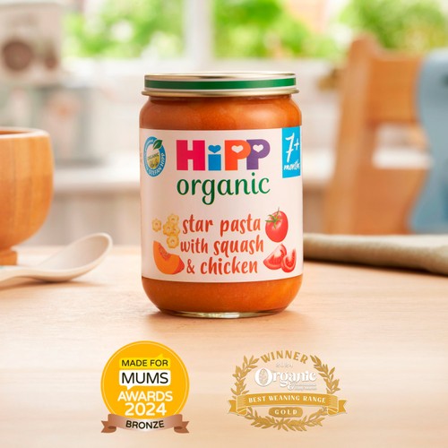HiPP Organic Star pasta with Squash & Chicken Baby Food Jar 7+ Months 