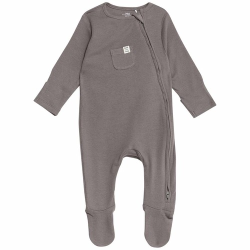 M&S Collection Girls, Cotton Striped & Plain Sleepsuits, Newborn Mid Grey