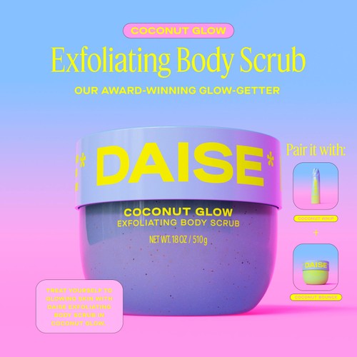 DAISE Exfoliating Body Scrub in Coconut Glow, For Soft Glowing Skin