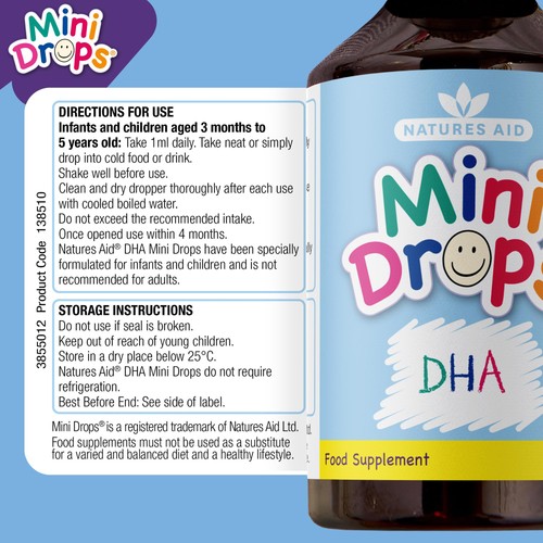 Natures Aid Mini Drops DHA Omega-3 for Infants & Children