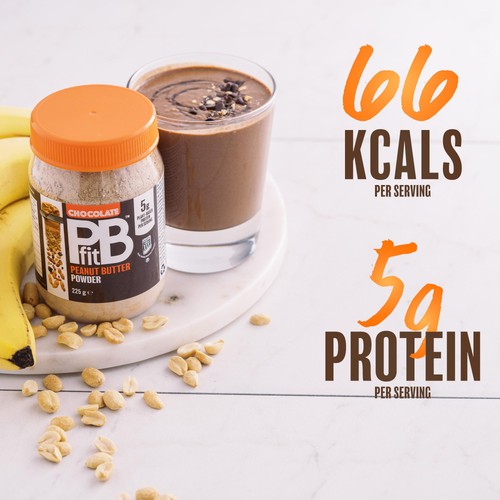 PBfit Chocolate Peanut Butter Powder - 88% Less Fat and High Protein