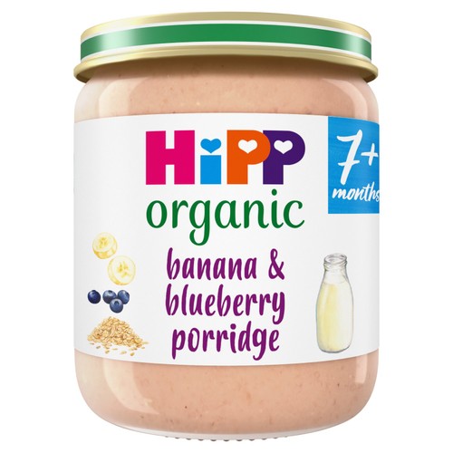 HiPP Organic Banana & Blueberry Porridge Baby Food Jar 7 Months, 160g HiPP Organic Banana & Blueberry Porridge Baby Food Jar 7 Months, 160g