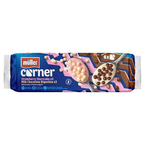 Muller Corner Chocolate Digestive & Strawberry Shortcake Yogurts 