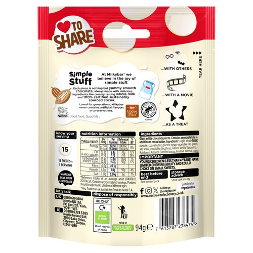 Milkybar White Chocolate Giant Buttons Sharing Bag