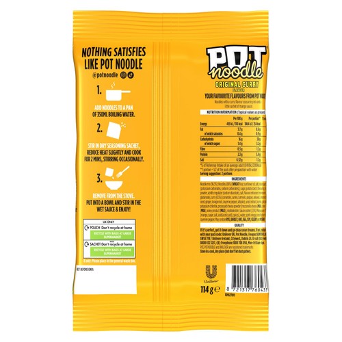 Pot Noodle Original Curry Instant Noodles 114g