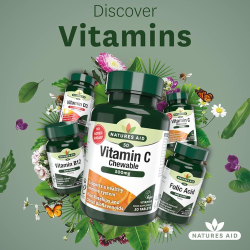 Natures Aid Chewable Vitamin C Supplement Capsules 500mg 