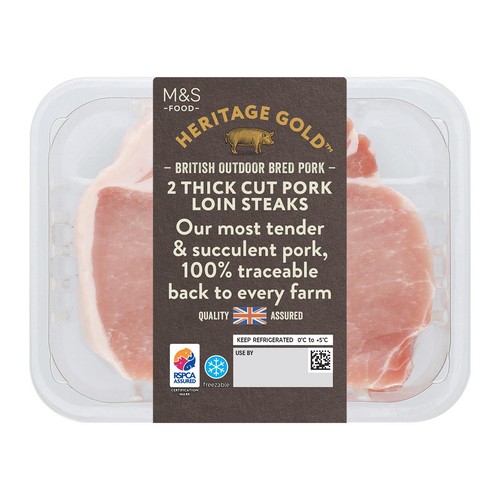 M&S Heritage Gold British Outdoor Bred 2 Thick cut Pork Loin Steaks