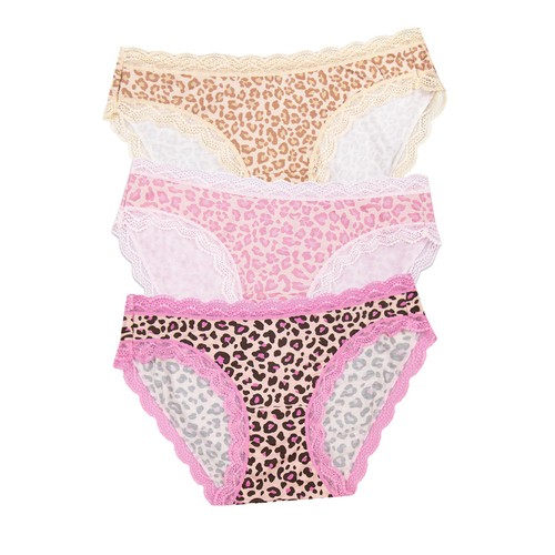 Stripe & Stare Knickers, Pink Leopard, M