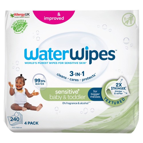 WaterWipes Baby Wipes Sensitive Weaning Plastic Free Wipes 240