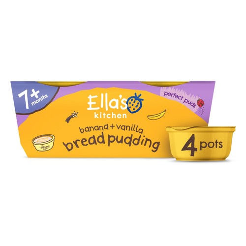 Ella's Kitchen Organic Banana Bread Pudding Baby Dessert Pots 7m+