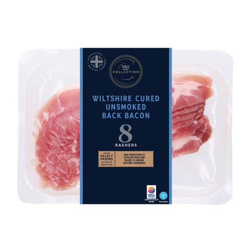 M&S Collection British Outdoor Bred 8 Wiltshire Cured Unsmoked Back Bacon