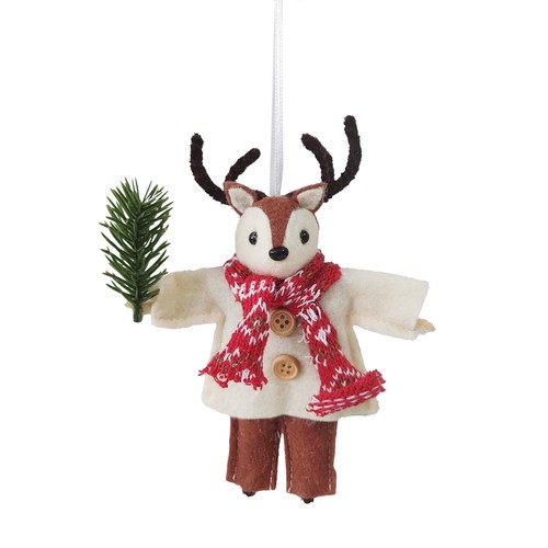 Hanging Fabric Deer with Cream Coat Decoration