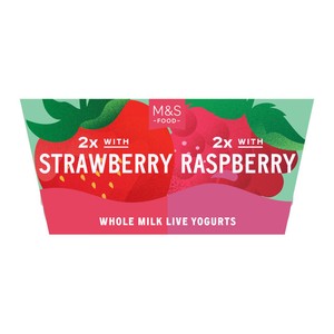2 x Strawberry & 2 x Raspberry Whole Milk Yogurts