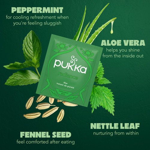 Pukka Organic Radiance Tea 20 Home Compostable Herbal Tea Bags 