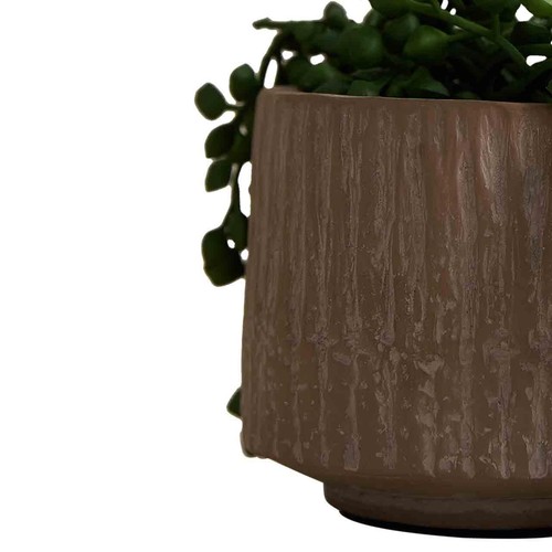 M&S Artificial String of Pearls in Textured Ceramic Pot, Brown