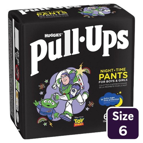 Huggies Pull-Ups Night Time Unisex Training Nappy Pants - Size 6, 18 Pants