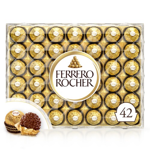 Ferrero Rocher Milk Chocolate Hazelnut Pralines 42 Pieces