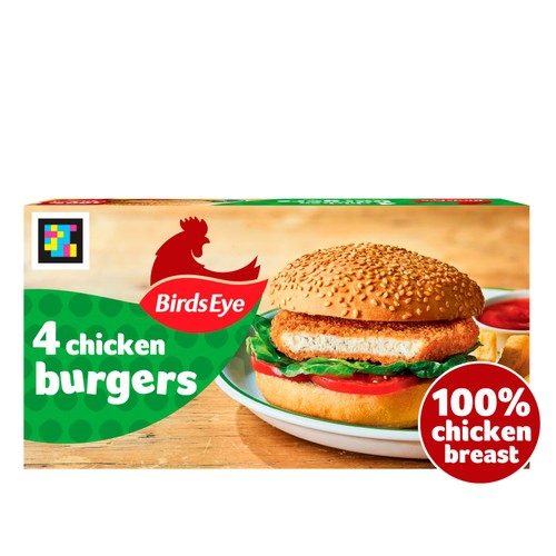 Birds Eye 4 Chicken Burgers with Golden Wholegrain