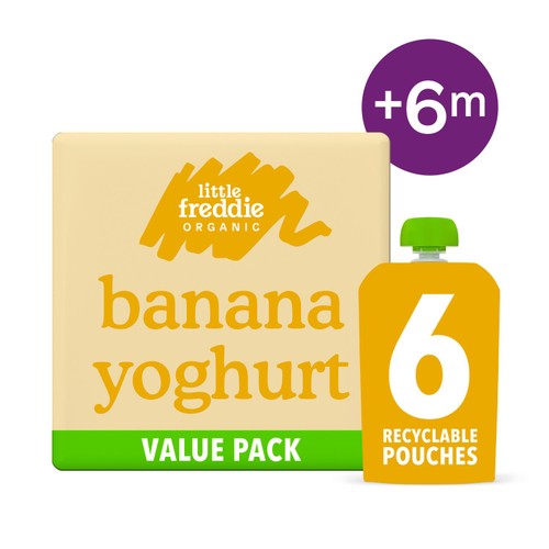 Little Freddie Organic Banana Greek Style Yoghurt Pouch Multipack 6+ M