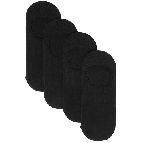 M&S Women's 4 Pack Cotton Invisible Trainer Liners, Size 6-8, Black