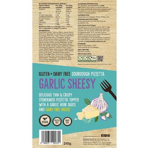Wholecreations Gluten & Dairy Free Garlic Sheesy Pizzetta