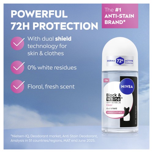 NIVEA Black & White Original Anti-Perspirant Deodorant Roll-On