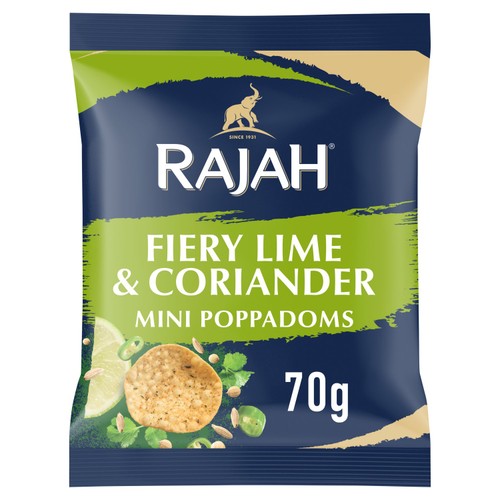 Rajah Fiery Lime & Coriander Mini Poppadoms Snacks 70g