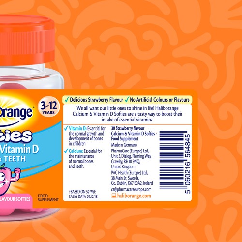 Haliborange  Kid's Softies Calcium & Vitamin D Strawberry Gummies 3-12yrs 