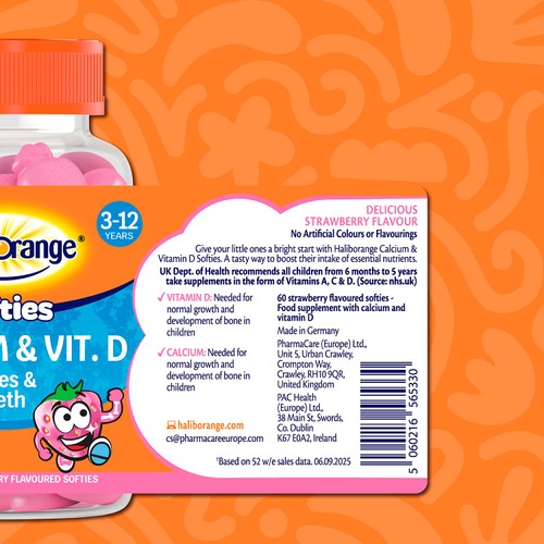 Haliborange  Kid's Softies Calcium & Vitamin D Strawberry Gummies 3-12yrs 