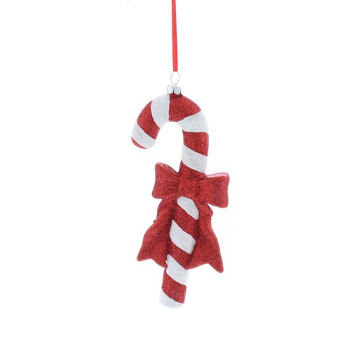 Red/White Glitter Stripped Candy Cane 17cm