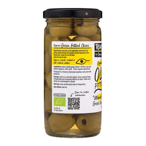 Realfoods Organic Green Pitted Olives