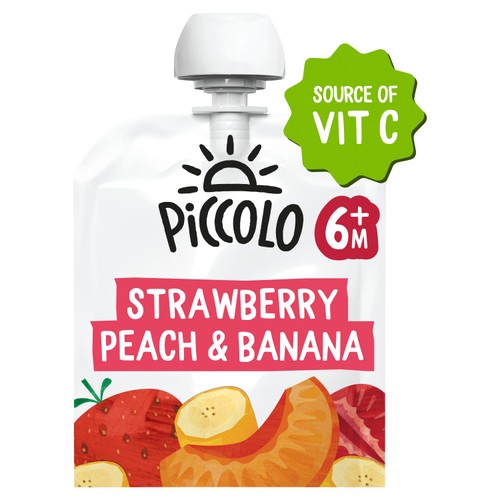 Piccolo Strawberry, Banana & Peach Baby Food Pouch 6+ Months
