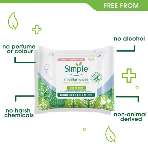 Simple Kind to Skin Micellar Biodegradable Cleansing Wipes