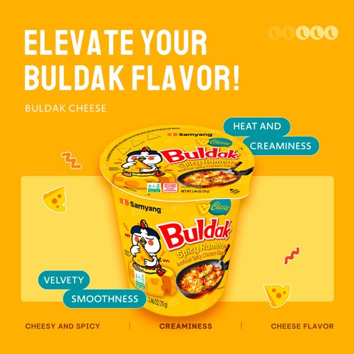 Buldak Hot Chicken Ramen Cheese Flavour Instant Noodle Cup