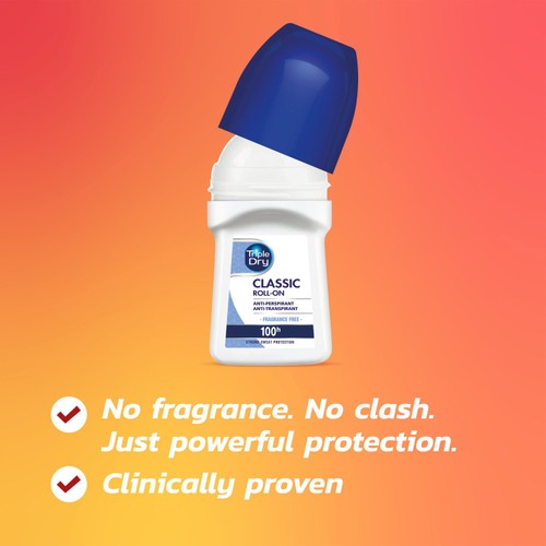 Triple Dry Classic Fragrance-Free Anti-Perspirant Roll On 100-Hours