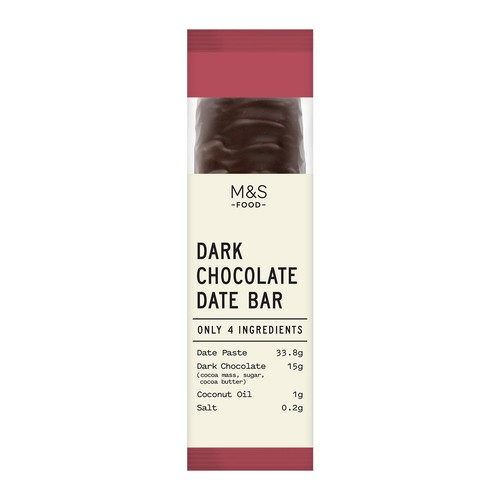 M&S Only 4 Ingredients Dark Chocolate Date Bar Serves 1