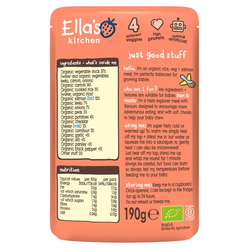 Ella's Kitchen Salmon Risotto with Cheese Baby Food Pouch 10+ Months