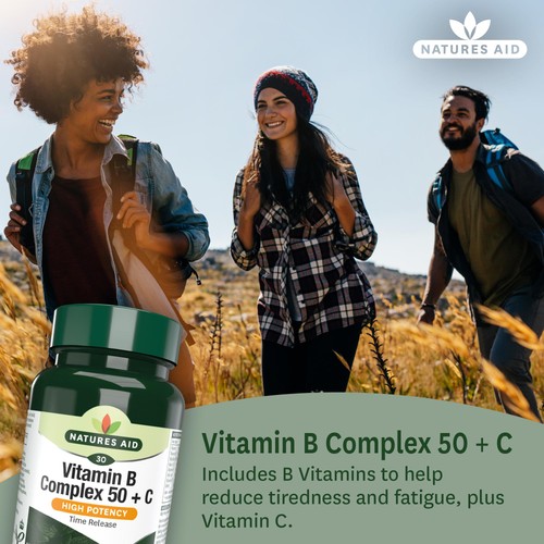 Natures Aid Vitamin B Complex 50 + C Supplement Tablets 