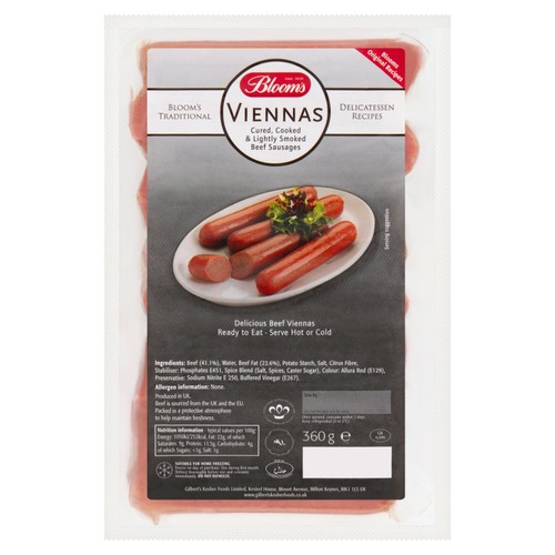 Blooms Viennas Cured Beef Sausage