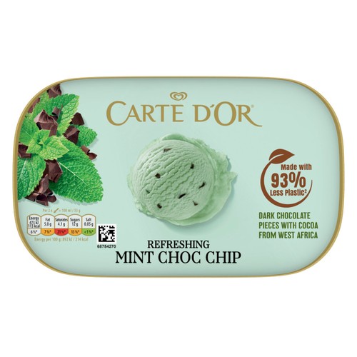 Carte D'Or Refreshing Mint Choc Chip Ice Cream Tub