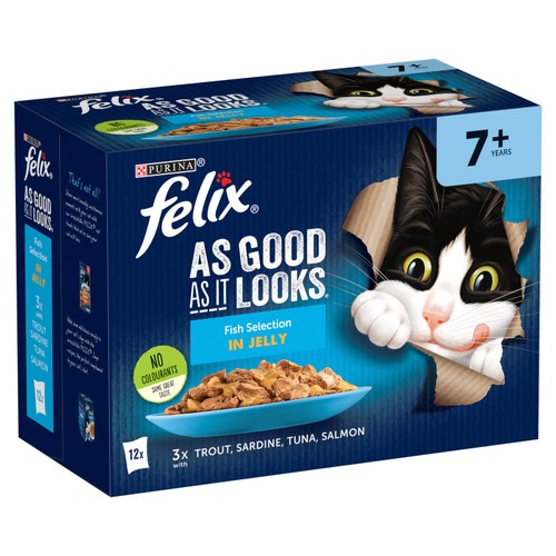 Felix As Good As it Looks Senior 7+ Fish in Jelly Wet Cat Food