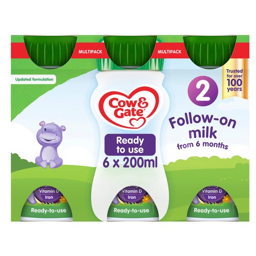 Cow & Gate 2 Follow On Baby Milk Formula Liquid Ready to Feed 6-12 Months
